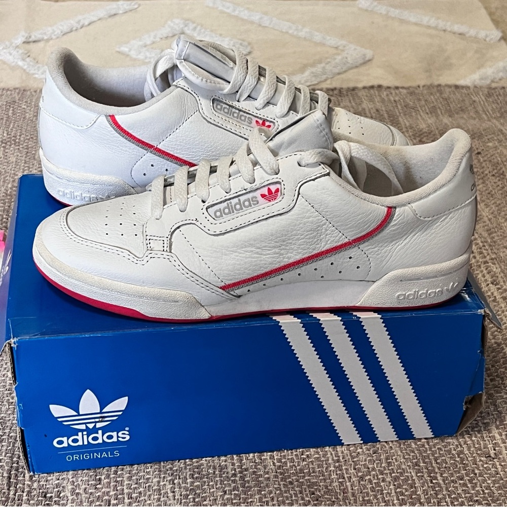 Adidas Originals Continental 80 White/Red Women's Sz 6.5/7.5